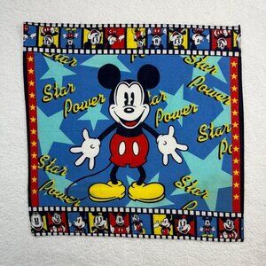 Vintage Disney Mickey Mouse Star Power Cotton Handkerchief Bandana Blue 18x18